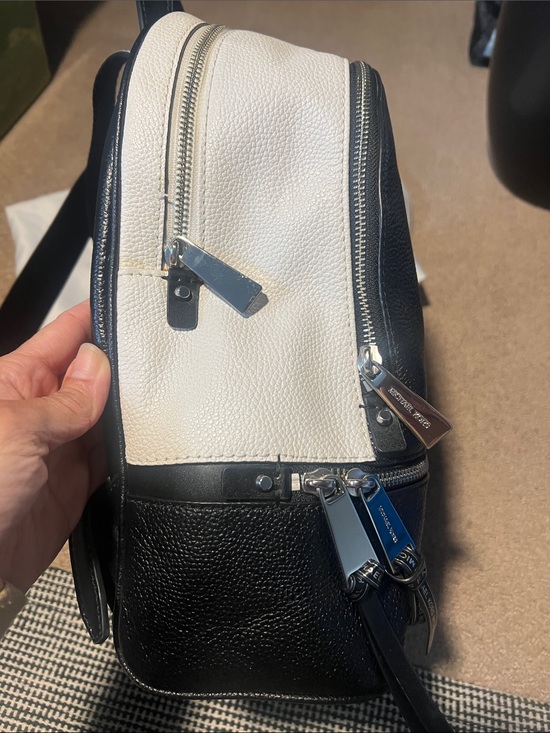 Michael Kors Black and White Logo Stripe Leather Backpack main image 4